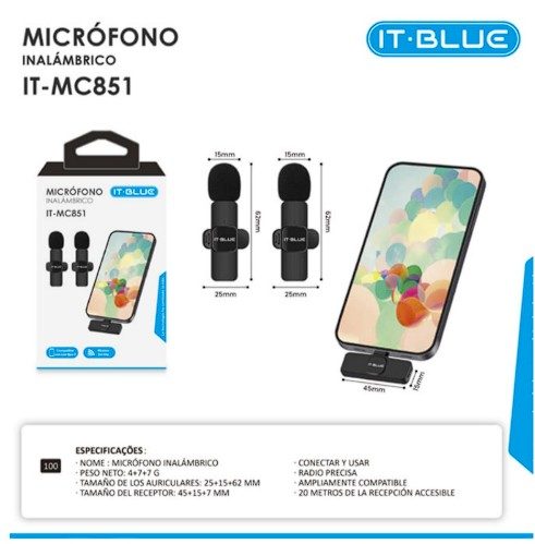 MICROFONO DE SOLAPA DOBLE  INALAMBRICO TIPO C IT-MC851