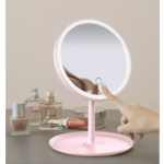 ESPEJO CIRCULO  LED COLOR BLANCO-ROSADO-NEGRO (NO RECARGABLE)