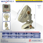 VENTILADOR DE ESCRITORIO USB RECARGABLE CON PINZA 3 MODOS 5W BLANCO