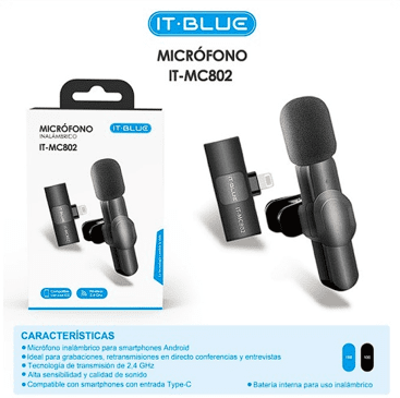 MICROFONO DE SOLAPA INALAMBRICO TIPO LIGHTNING  IT-MC802