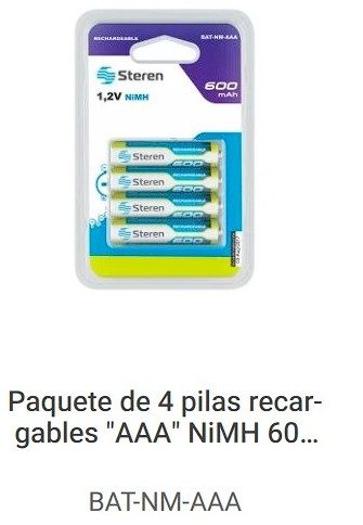 BATERIA RECARGABLE PAQ 4 PZAS AAA NIMH 600 MAH
