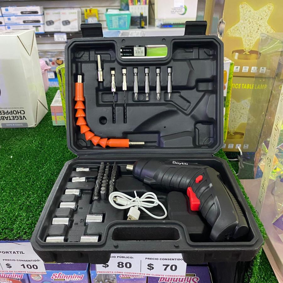 KIT DE DESTORNILLADOR ELECTRICO RECARGABLE DE 47 PIEZAS  GJ353S