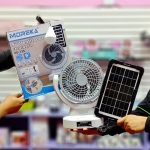 VENTILADOR 9 PULG SOLAR 6000 MaH CON LUZ LED Y FOCO