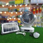 VENTILADOR 6 PULG SOLAR 3600 MaH CON LUZ LED Y FOCO