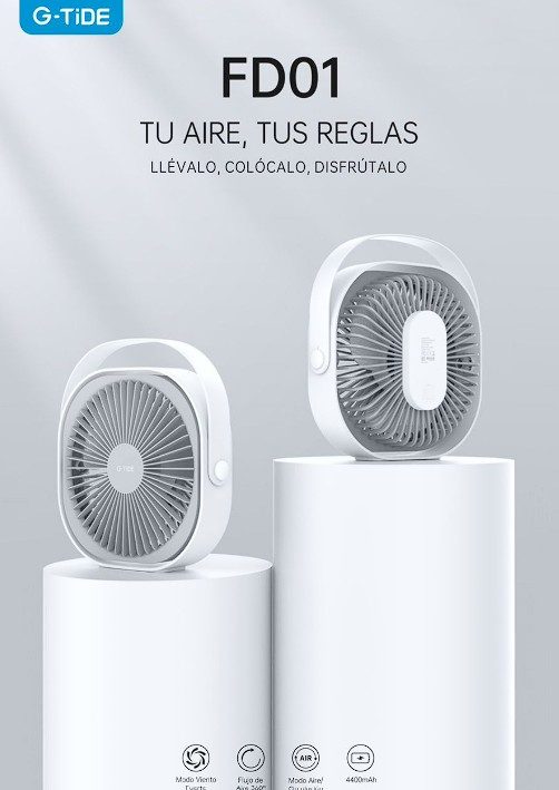 VENTILADOR DE ESCRITORIO BANDA SOPORTE CABLE TIPO C FD01