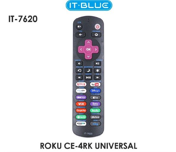 CONTROL REMOTO UNIVERSAL ROKU CE-4RK NETFLIX DISNEY SPOTIFY VIX AMAZON HBO IT-7620